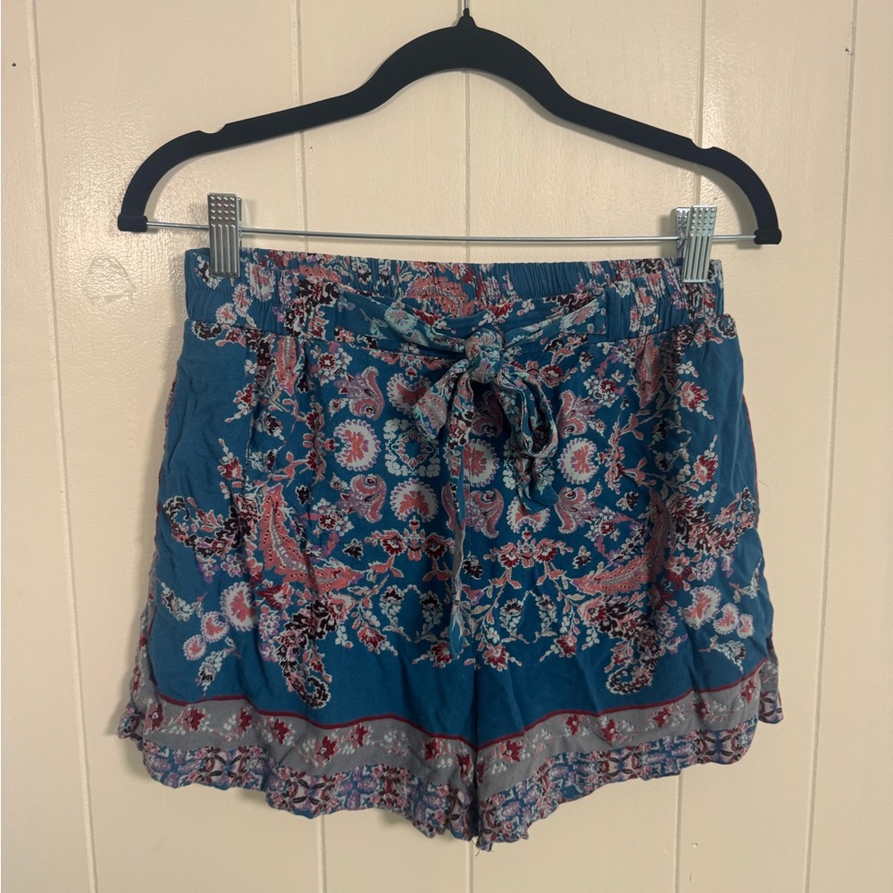 Angie Blue Floral High Waist Shorts